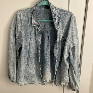 Acid wash light denim button down